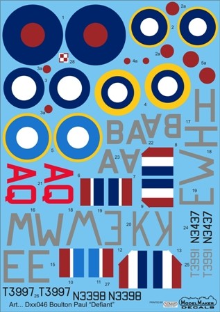 Model Maker Decals D72046 Boulton-Paul Defiant Mk.I 1/72