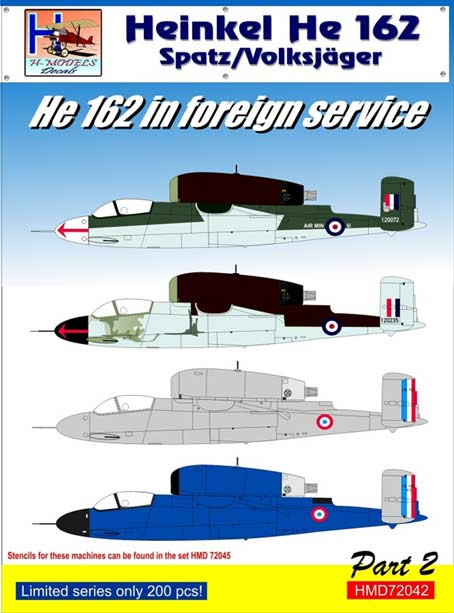 Hm Decals HMD-72042 1/72 Decals Heinkel He 162 Foreign Service Part 2