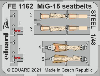 Eduard FE1162 MiG-15 seatbelts STEEL (BRON./H.2000) 1:48
