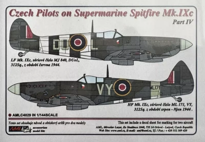 AML AMLC144029 Decals Czech pilots S.Spitfire Mk.IXc - Pt.4 1/144