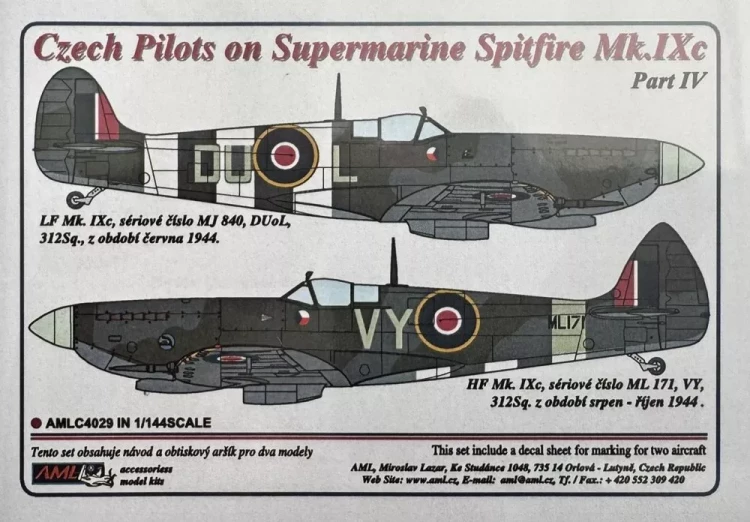 AML AMLC144029 Decals Czech pilots S.Spitfire Mk.IXc - Pt.4 1/144