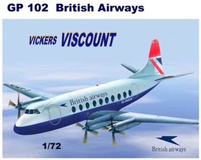 Mach 2 MACHGP102 Vickers Viscount 700 with decals for British Airways 1/72