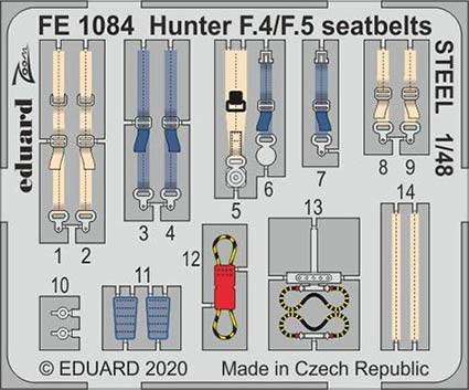 Eduard FE1084 1/48 Hunter F.4/F.5 seatbelts STEEL (AIRF)