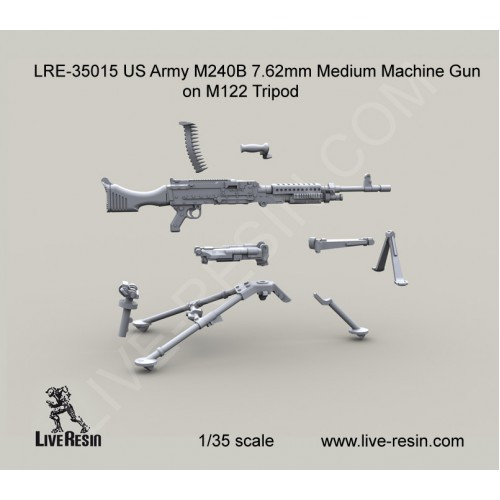 LiveResin LRE35015 M240B 7.62mm Medium Machine Gun on M122 Tripod 1/35