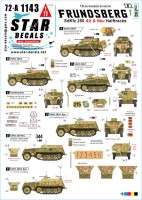Star Decals 72-A1143 Frundsberg # 1.10. SS-Panzer Division.Sd.Kfz.250 'ALT' and 'NEU' versions.Sd.Kfz.250/1, Sd.Kfz.250/3, Sd.Kfz.250/9, Sd.Kfz.250/7(?) 1/72