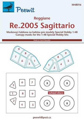 Peewit M48016 1/48 Canopy mask Re.2005 Sagittario (SP.HOBBY)