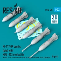 Reskit RS72-435 M-117 GP bombs (late) w/ MAU-103 conical fin 1/72