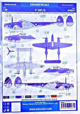 Eduard D48047 Decals 1/48 P-38F/G