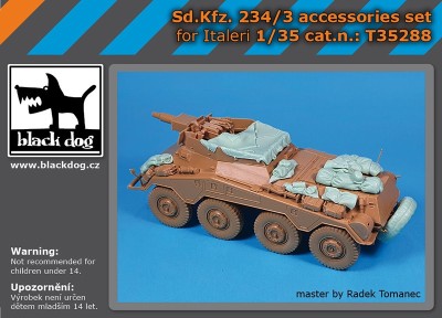 Black Dog T35288 Sd.Kfz.234/3 Armoured Car accessories set (designed to be used with Italeri kits) 1/35