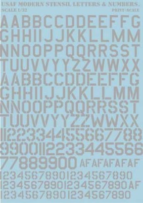 Print Scale 32-002 USAF Современные буквенно-цифровые обозначения. Серые. 1/32