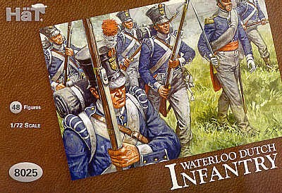 HAT 8025 Waterloo Dutch Infantry 48 infantry, with some Belgian and stovepipe shakos for conversion possibilities. 1/72