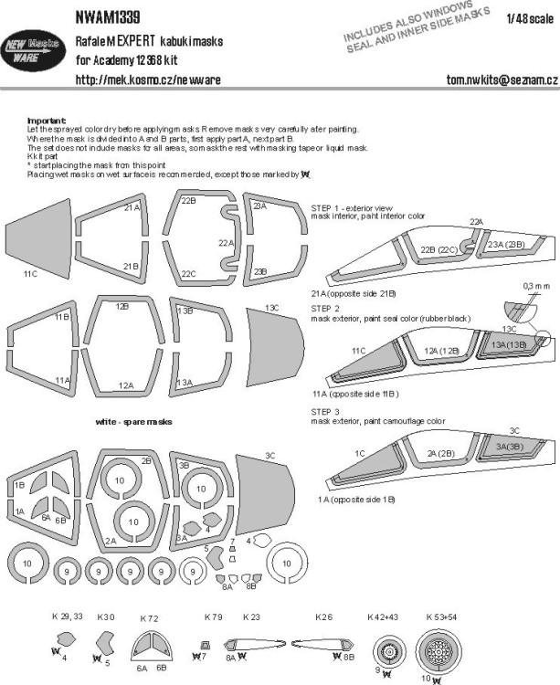 New Ware M1339 Mask Rafale M EXPERT (ACAD 12368) 1/48