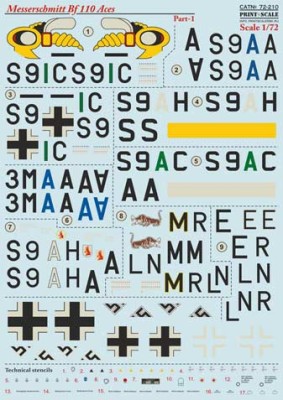 Print Scale 72-210 Messerschmitt Bf 110 Aces 1/72