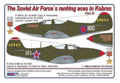 AML AMLC72008 Декали for P-39 N-0/Q-15 (Речкалов/Покрышкин) 1/72