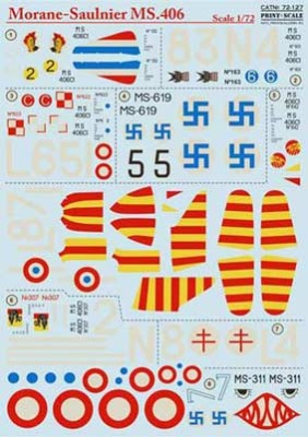 Print Scale 72-127 Morane-Saulnier MS.406 Wet decal 1/72