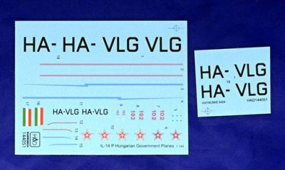 HAD 144051 Decal IL-14P Government Planes 1/144
