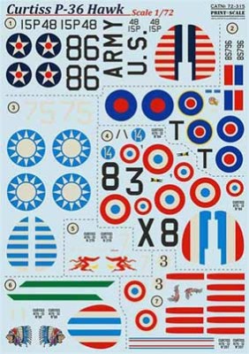Print Scale 72-315 Curtiss P-36 Hawk (wet decals) 1/72