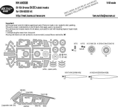 New Ware NWA-M0936 Mask OV-10A Bronco BASIC (ICM 48300) 1/48