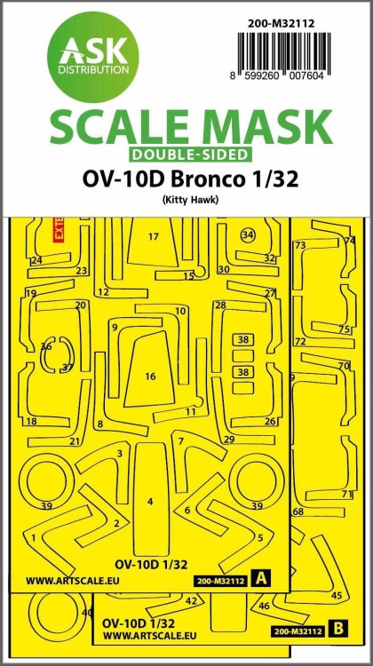 Art Scale 200-M32112 North-American/Rockwell OV-10D Bronco wheels and canopy frame paint mask (inside and outside) 1/32