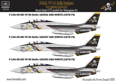 HAD 72216 Decal F-14A VF-84 Jolly Rogers, 1978-79 1/72