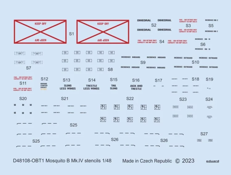 Eduard D48108 Decals Mosquito B Mk.IV stencils (TAM/REV) 1/48