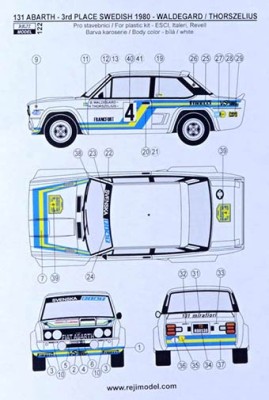 Reji Model 122 Fiat 131 Abarth 'SVENSKA' 1980 M.Carlo/Sweden 1/24