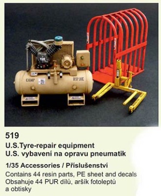 Plus model 519 1/35 U.S.Tyre-repair equipment (44 pcs.,PE&amp;decals)