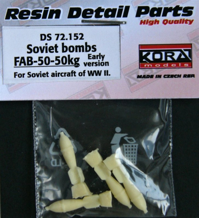 Kora Model DS72152 Soviet bombs WWII AO-50-50kg (early) - 4 pcs. 1/72
