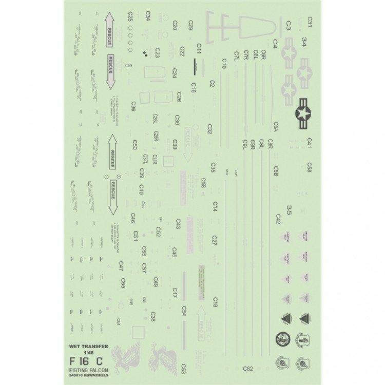 HGW 248010 STENCILS F-16 C 1/48