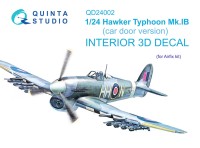 Quinta studio QD24002 Hawker Typhoon (Car Door) (Airfix) 3D Декаль интерьера кабины 1/24