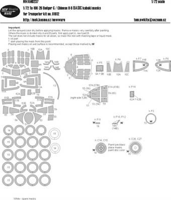 New Ware NWA-M0237 1/72 Mask Tu-16K-26 Badger G BASIC (TRUMP 01612)