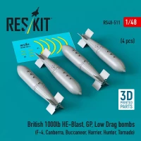 Reskit 48511 British 1000lb HE-Blast, GP, Low Drag bombs 1/48