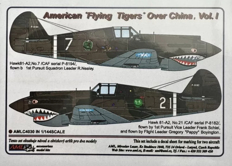 AML AMLC144030 Decals American 'Flying Tigers' o.China Pt.1 1/144