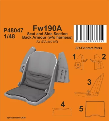 CMK P48047 Fw 190A Seat &amp; Section w/ Armour w/o harness 1/48