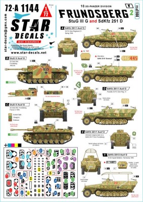 Star Decals 72-A1144 Frundsberg # 2.10. SS-Panzer Division.Sturmgeschutz/StuG.III Ausf.G and Sd.Kfz.251/1 Ausf.D, Sd.Kfz.251/3 Ausf.D, Sd.Kfz.251/9 Ausf.D 1/72
