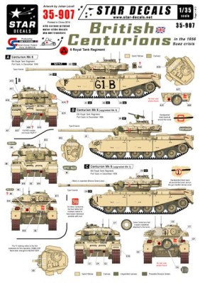 Star Decals STAR35907 British Centurions in Suez 1956. 6 RTR Royal Tank Regiment in Suez 1956 1/35