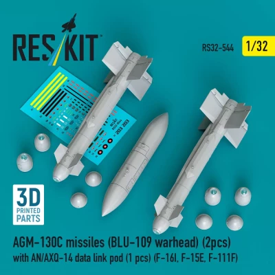 Reskit 32544 AGM-130C missiles (BLU-109 warhead) (2 pcs.) 1/32