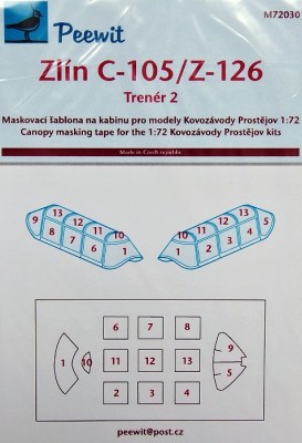 Peewit PW-M72030 1/72 Canopy mask Zlin C-105/Z-126 Trener 2 (KP)