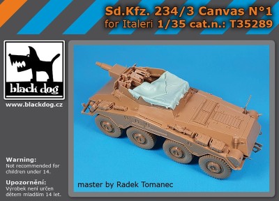 Black Dog T35289 Sd.Kfz.234/3 Armoured Car Canvas NВ°1 (designed to be used with Italeri kits) 1/35