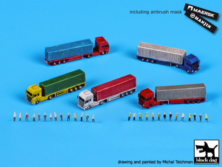 BlackDog S70008 Trucks & trailers with staff accessories set 1/700