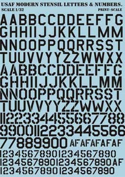 Print Scale 32-003 USAF Современные буквенно-цифровые обозначения. Черные. 1/32