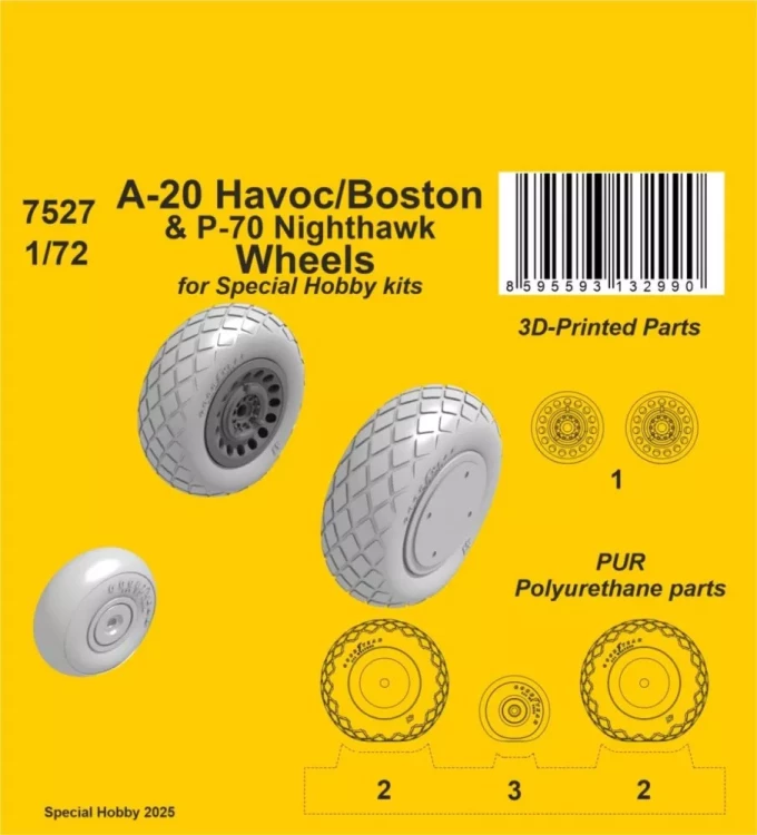 CMK SP7527 A-20 Havoc/Boston/ P-70 Nighthawk Wheels 1/72