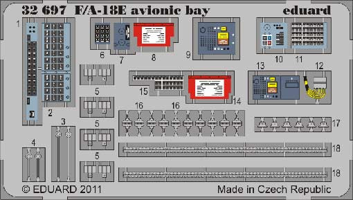 Eduard 32697 1/32 Цветное Фототравление для F/A-18E avionic bay