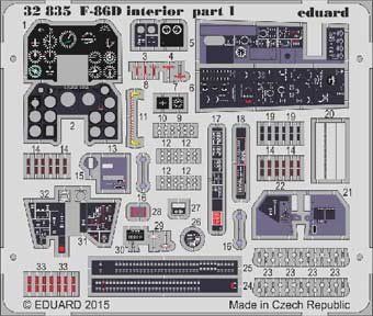 Eduard 32835 1/32 Фототравление для F-86D interior S.A. (интерьер)