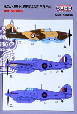 Kora Model NDT48042 H.Hurricane PR Mk.I (RAF service) декали 1/48