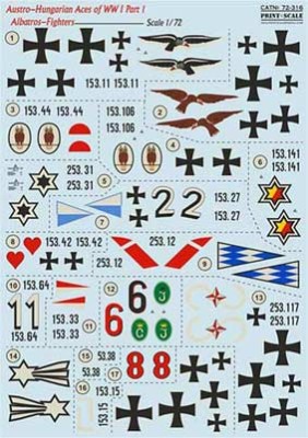 Print Scale 72-316 Austro-Hungarian Aces WWI Pt. 1 (wet decals) 1/72