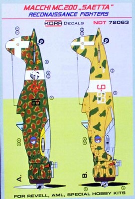 Kora Model NDT72063 MC.200 SAETTA Reconaissance Fighters декали декали 1/72