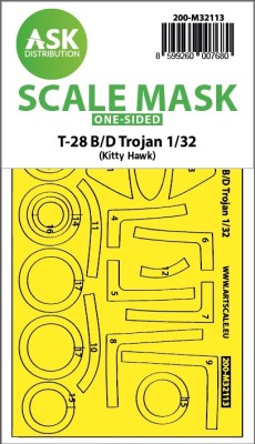 Art Scale 200-M32113 North-American T-28-B/D Trojan canopy frame paint mask (outside only) 1/32