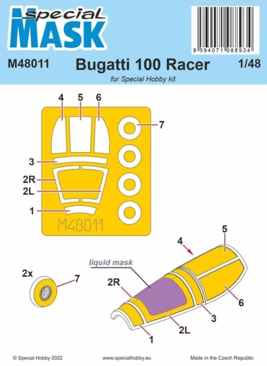 Special Hobby SM48011 Mask for Bugatti 100 Racer (SP.HOBBY) 1/48