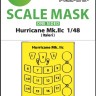 Art Scale 200-M48228 Hawker Hurricane Mk.IIc wheels and canopy frame paint mask (outside only) 1/48